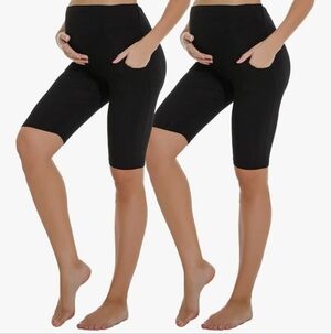 3 Pack Black Maternity Shory Leggings Size Large